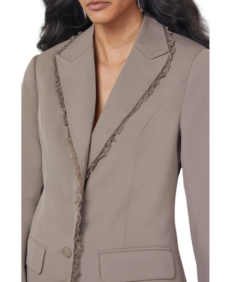 Women's Oversized Lace Frill Trim Blazer