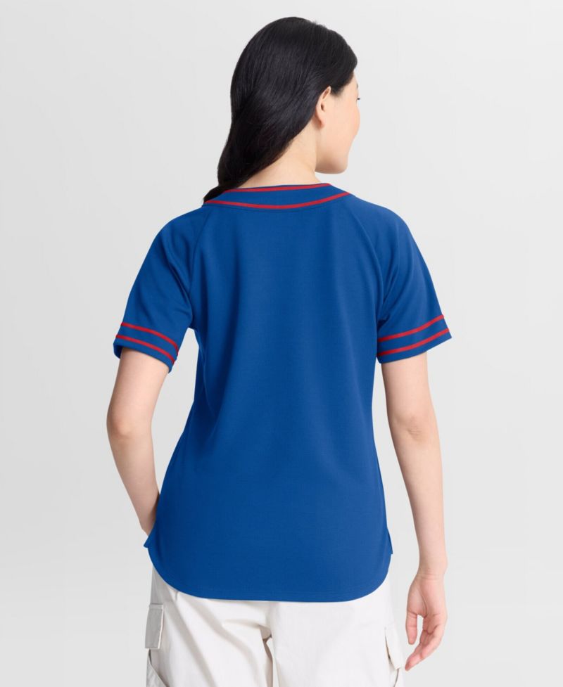 Women's Royal Chicago Cubs Diva Race Ahead Raglan V-Neck T-Shirt