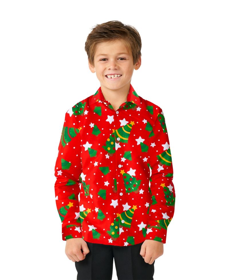 Big Boys Christmas Trees Stars Long Sleeves Shirt