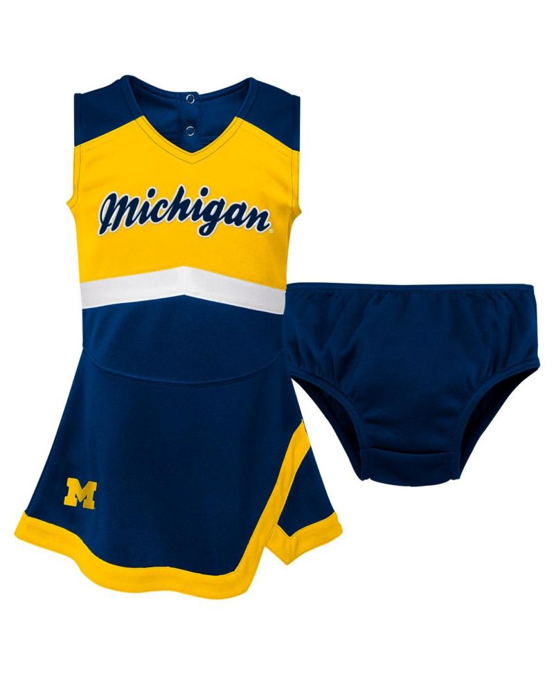 Big Girls Navy Michigan Wolverines Cheer Captain Jumper Dress