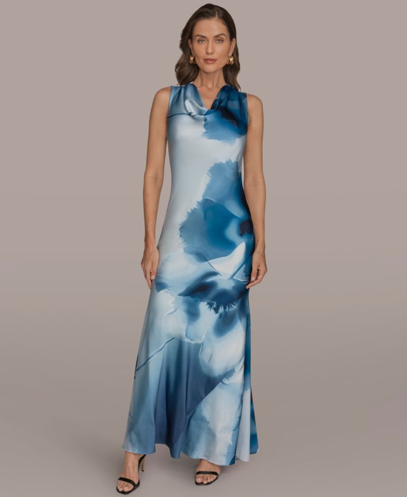 Women's Cowl Neck Floral Gown
