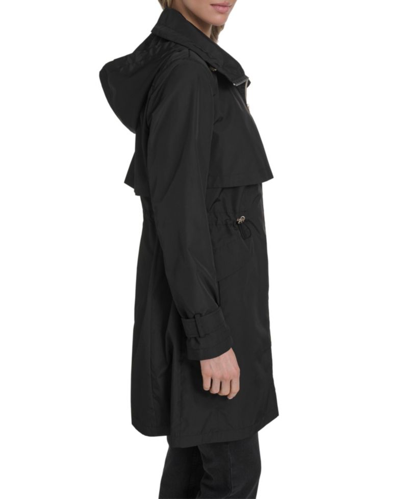 Women's Zip Up Trench Coat With Stow Away Hood