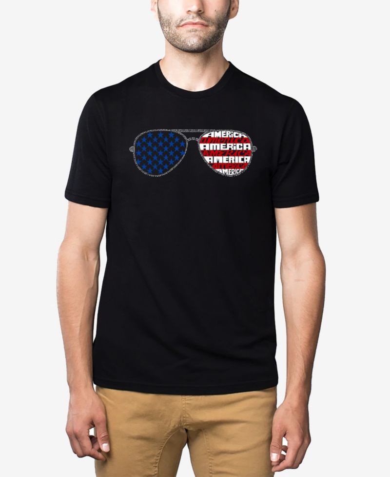 Men's Cotton/Poly Blend Word Art T-Shirt - America Sunglasses