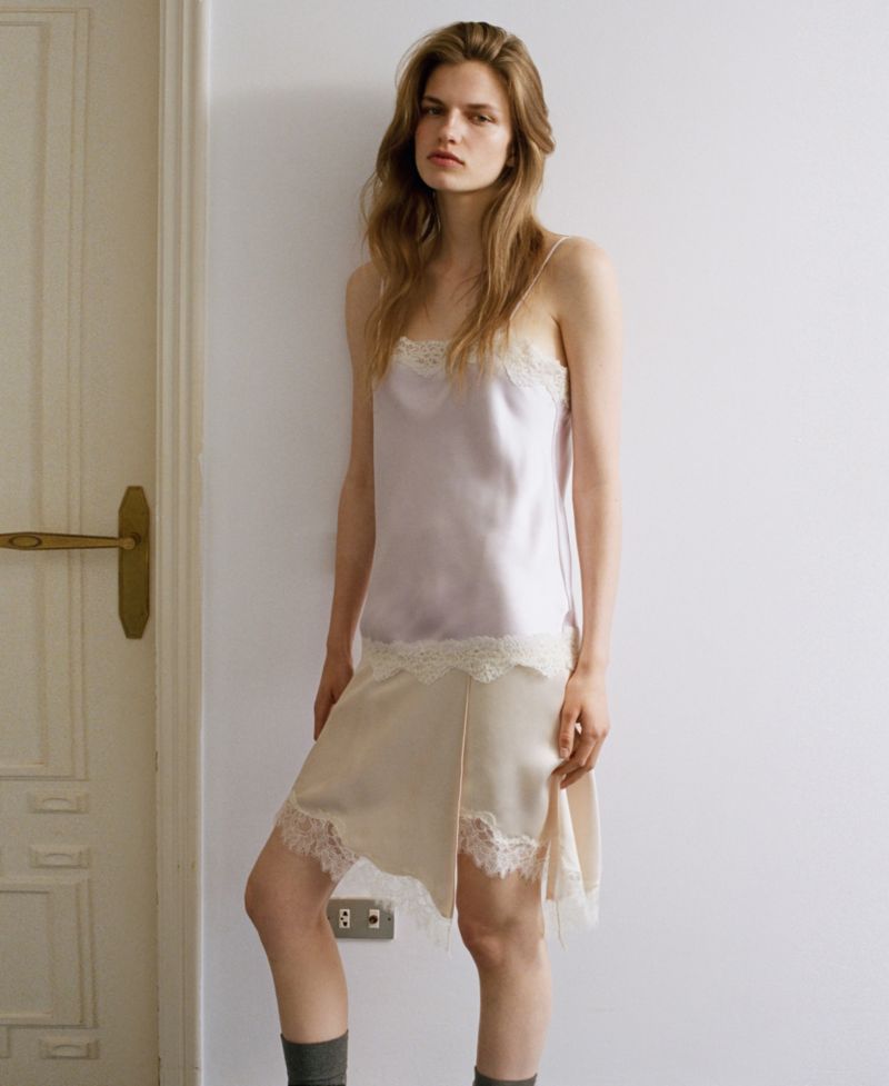 Women's Lace Detail Satin Top
