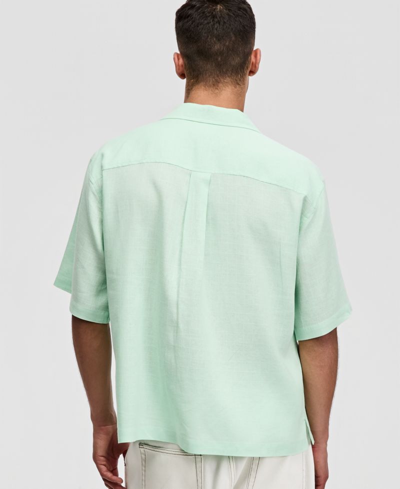 Men's Boxy-Fit Short-Sleeve Linen Shirt
