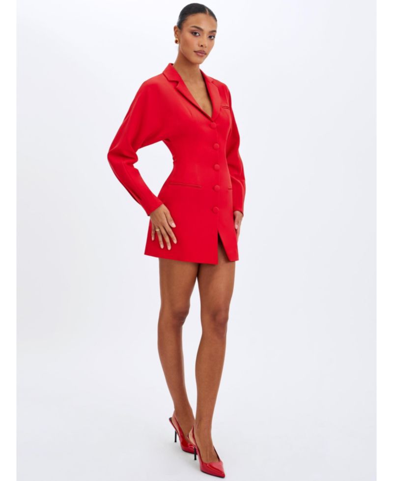 Women Blythe Cherry Red Batwing Blazer Mini Dress