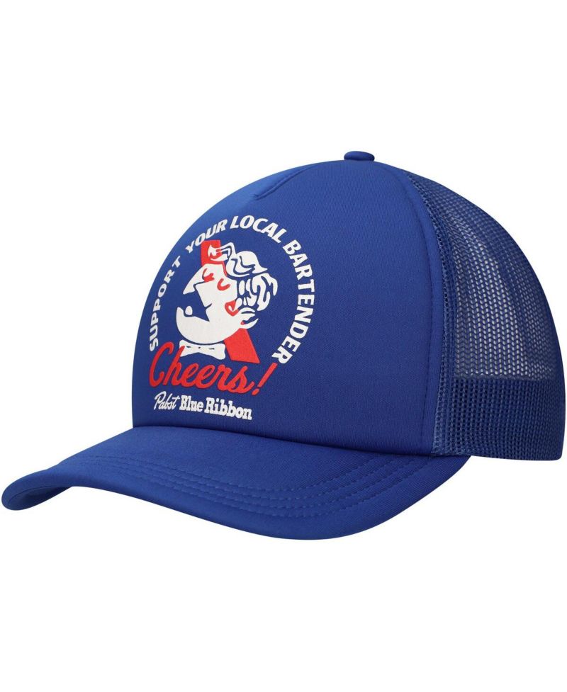 Men's Blue Pabst Blue Ribbon Bartender Foam Trucker Adjustable Hat