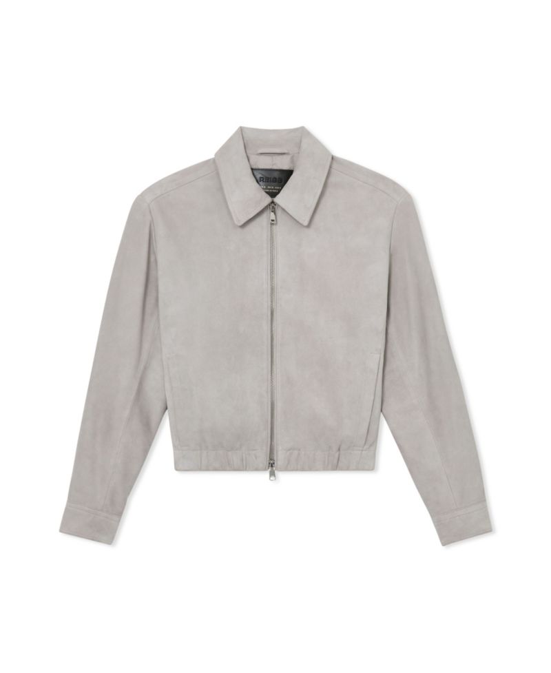 Women's Lottie Cropped Leather Elasticated-Hem Bomber Jacket