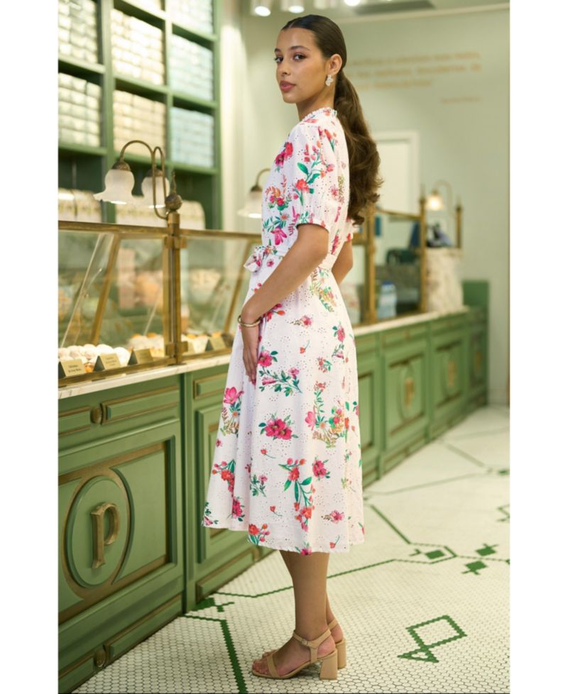 Women's Broderie Anglaise Midi Shirt Dress