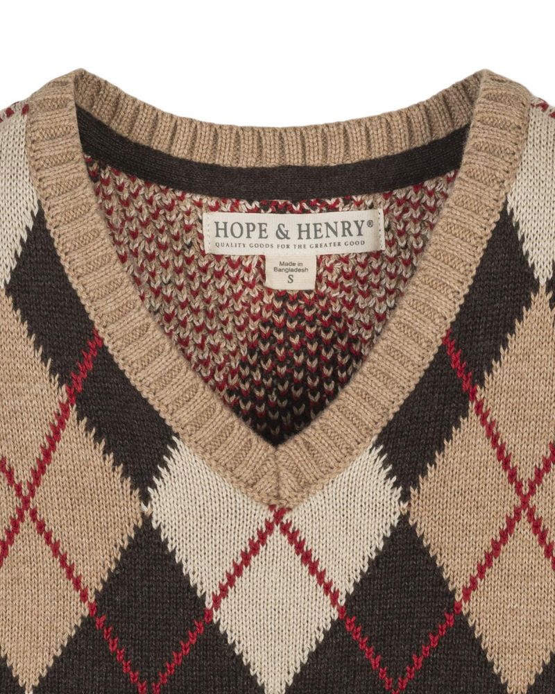 Hope and Henry Little and Big Boys' Organic V-Neck Argyle Sweater Vest
