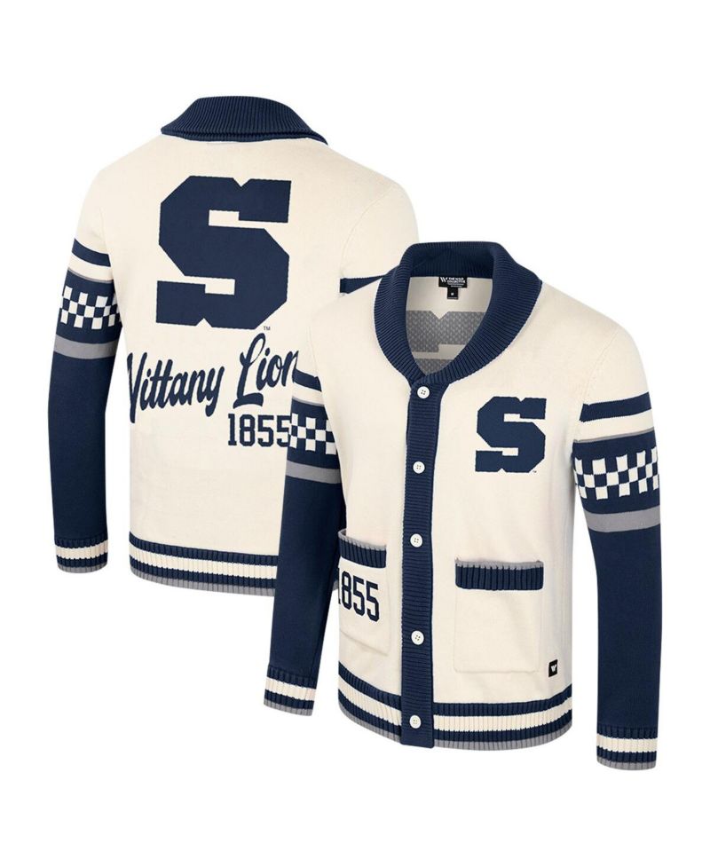 Women's Cream Penn State Nittany Lions Wild Collective Button-Up Jacquard Sweater