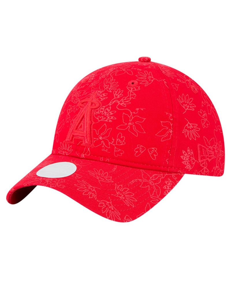 Women's Red Los Angeles Angels Tonal Floral 9TWENTY Adjustable Hat