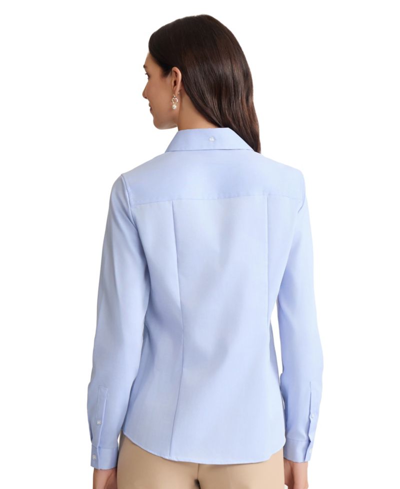 Petite Easy Care Button Up Long Sleeve Blouse