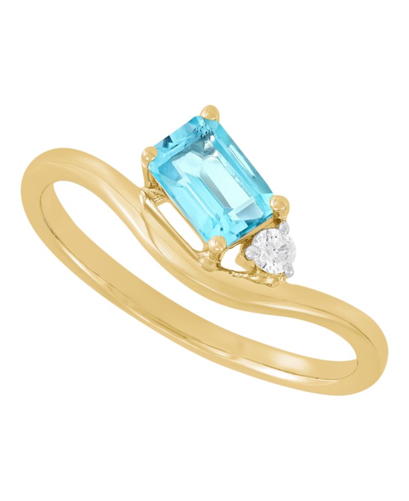 Swiss Blue Topaz (5/8 ct. t.w.) & Diamond Accent Ring in 14k Yellow Gold-Plated Sterling Silver