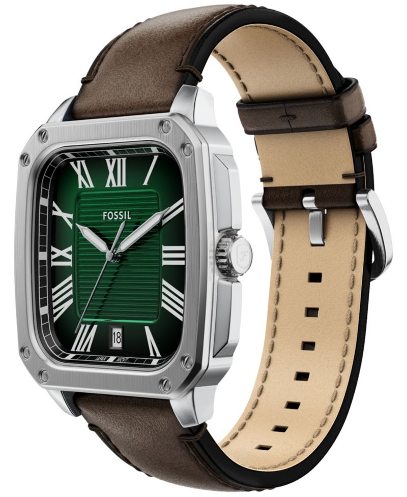 Men's Crosby Three-Hand Brown Leather Watch, 42mm