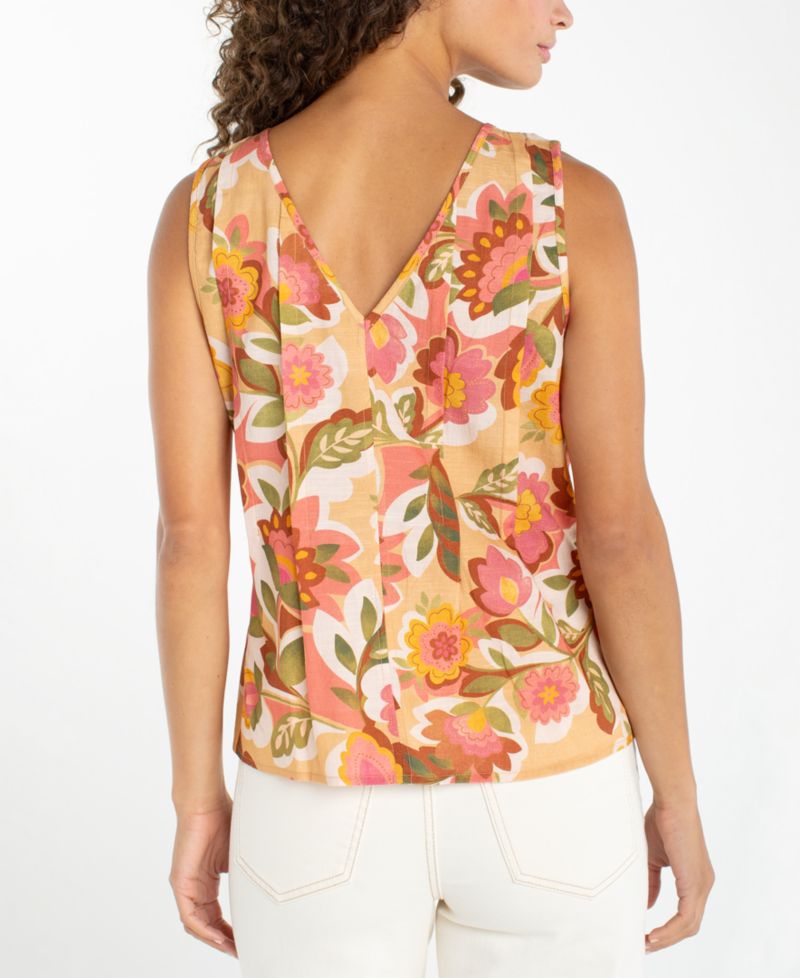 Petite Sleeveless V-Neck Woven Top