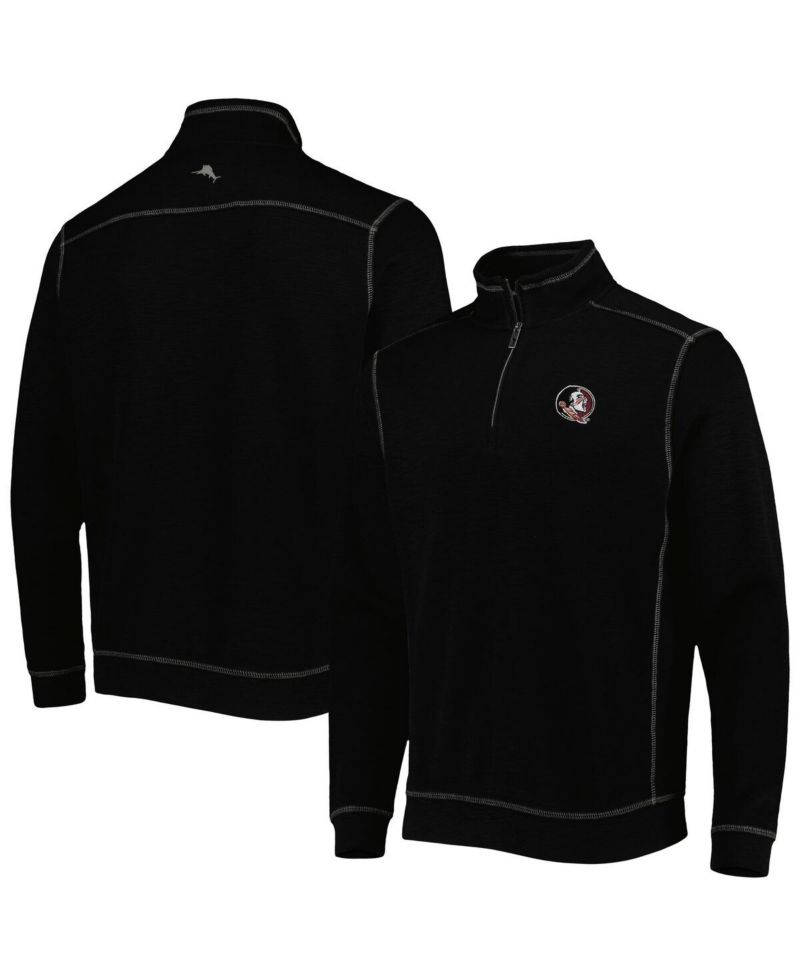 Men's Black Florida State Seminoles Sport Tobago Bay Tri-Blend Mock Neck Half-Zip Jacket