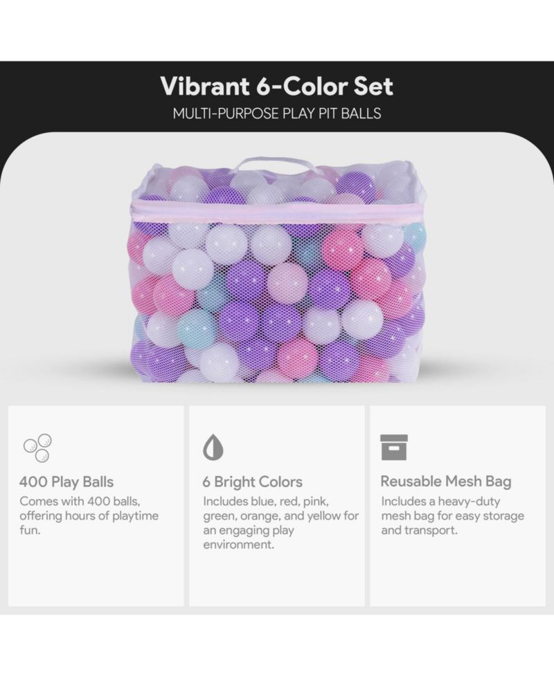 2.3" Crush Proof Play Pit Balls w/Storage Bag, 400 Count