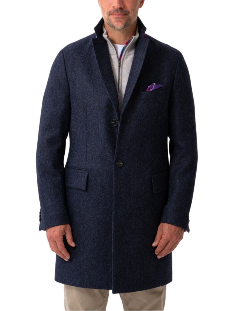 Men's Long Sleeve Wool Collared Coat