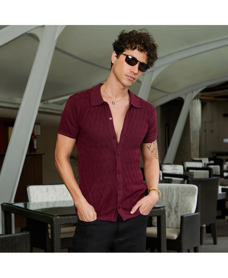 Men's Argyle-Knit Slim-Fit Shirt