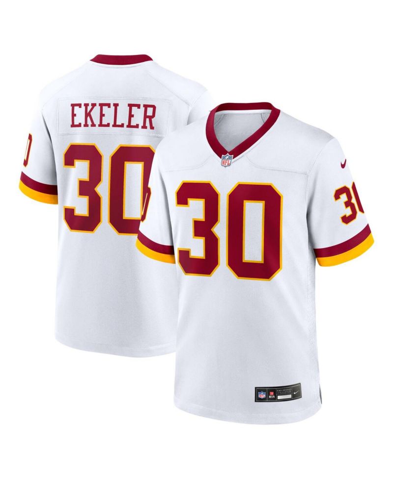 Men's Austin Ekeler White Washington Commanders Game Super Bowl Era Jersey