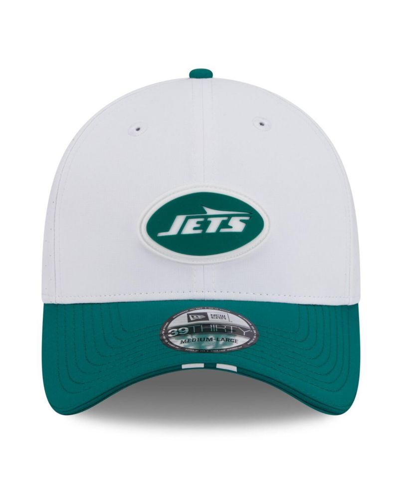 Men's White/Green New York Jets 2025 NFL Training Camp 39THIRTY Flex Hat