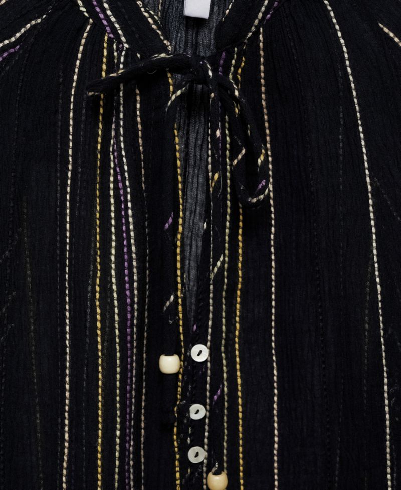 Women's Striped Bow Blouse
