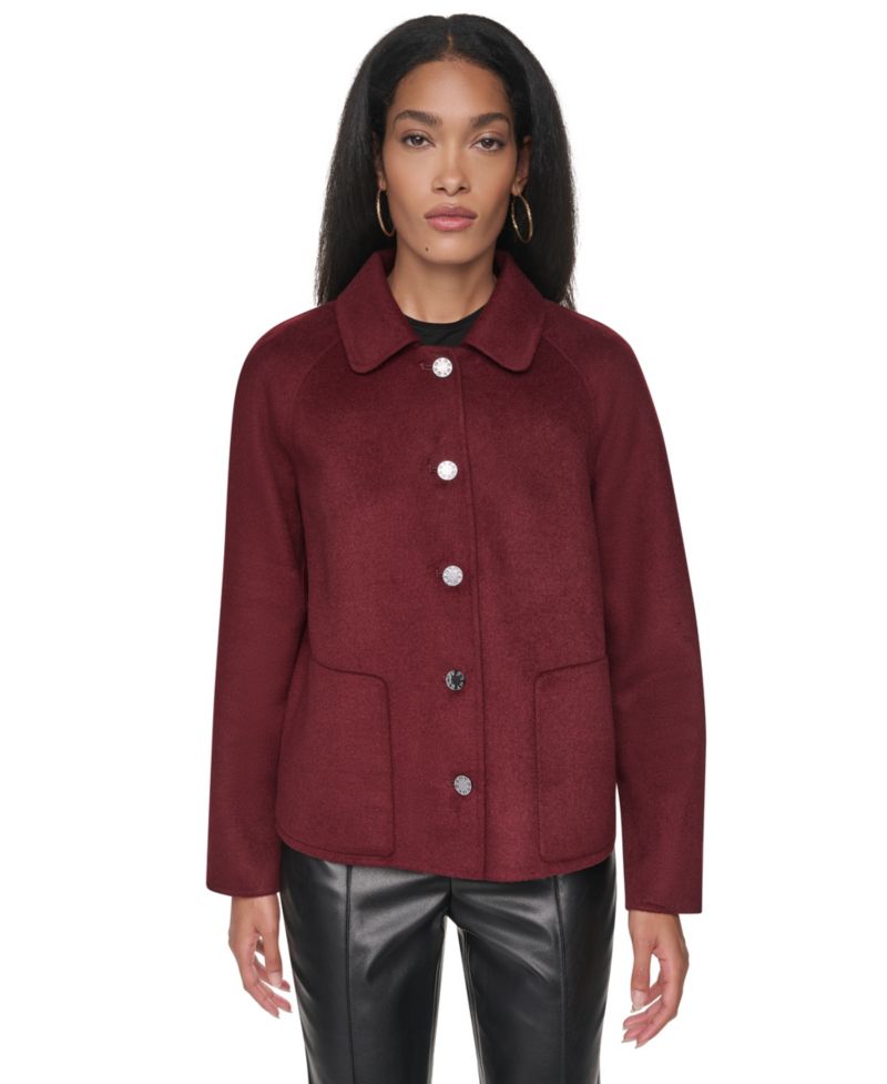 Women's Wool-Blend Button-Front Shirt Jacket