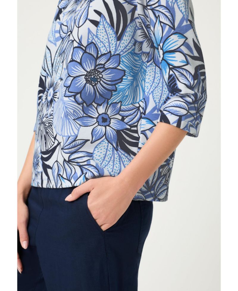 Women's Floral Rib Knit Jersey Top