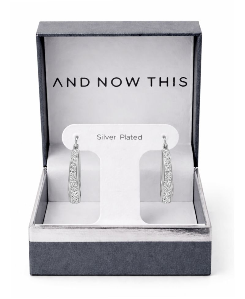 Crystal In & Out Teardrop Hoop Earrings in Silver Plate, Gold-Plate or Rose Gold Plate