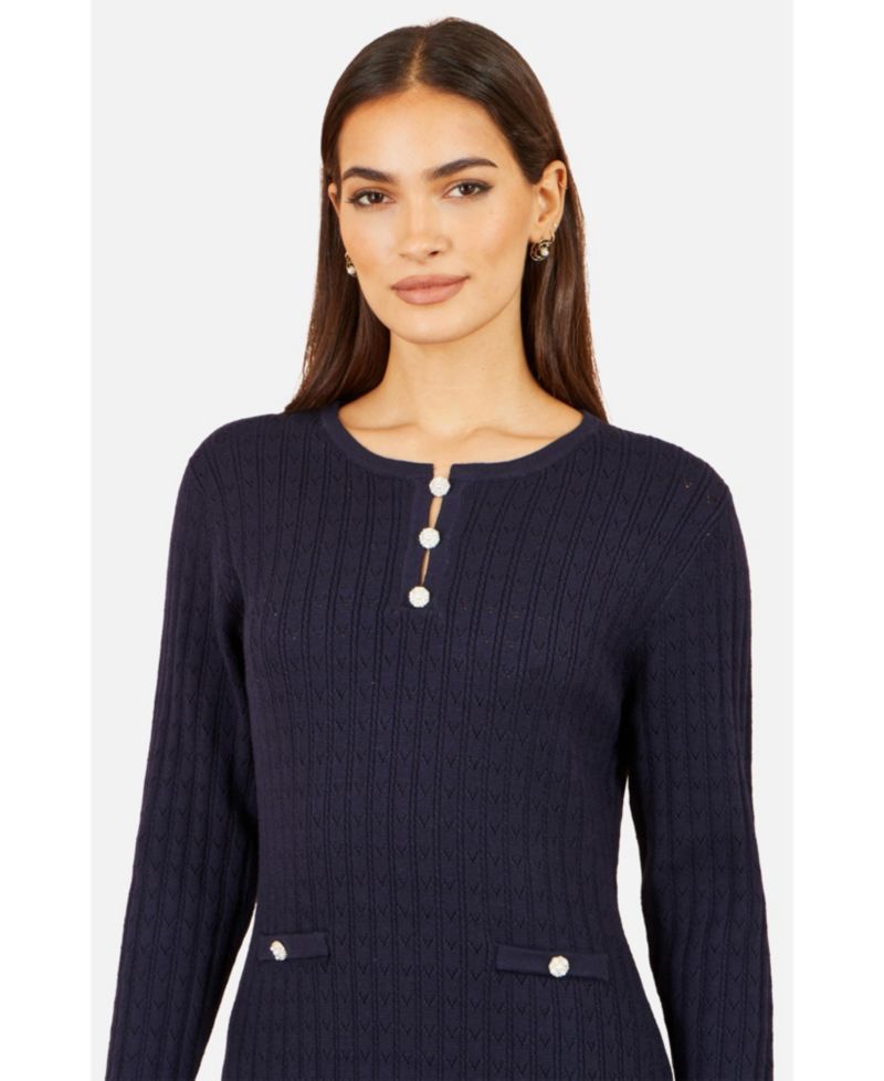 Women's Pointelle-Knit A-Line Midi Dress