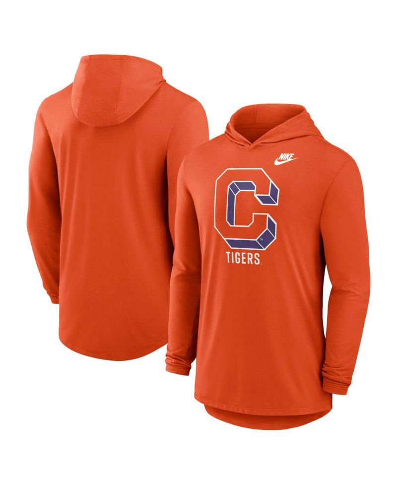 Men's Orange Clemson Tigers Legacy Tri-Blend Dri-FIT Long Sleeve Hoodie T-Shirt