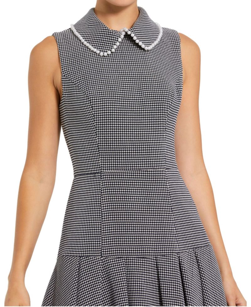 Women's Sleeveless Boucle Mini Dress with Peter Pan Collar