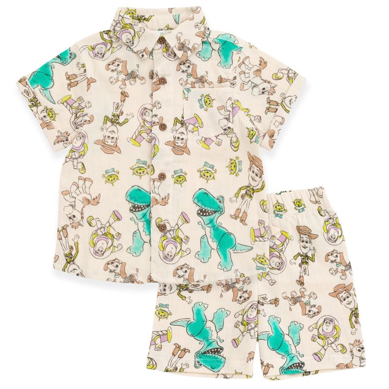 Baby Boys Cotton Gauze Matching Family Button Down Shirt Shorts Outfit Set