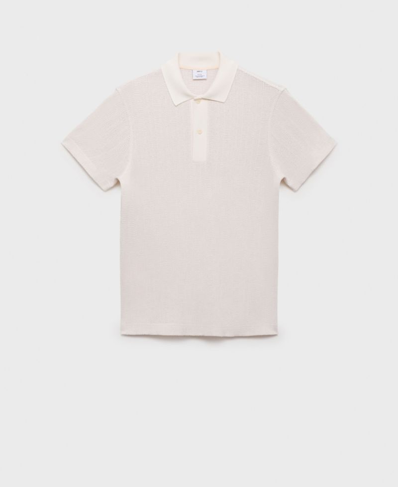 Men's Openwork Knitted Cotton Polo Shirt