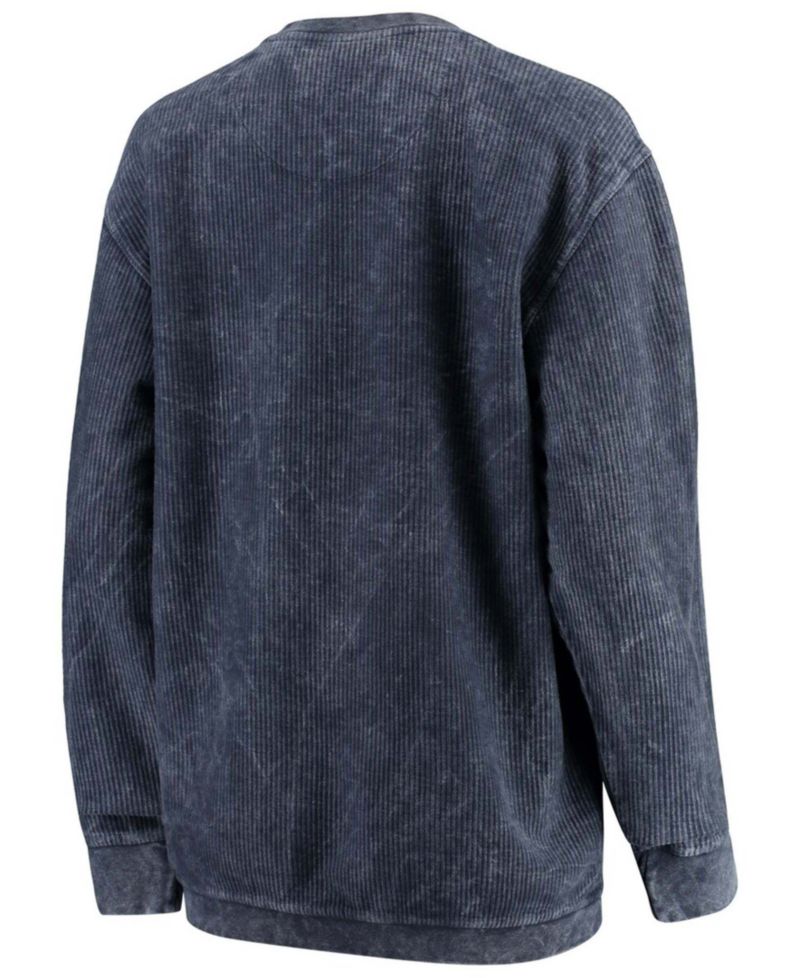 Women's Navy Ole Miss Rebels Comfy Cord Vintage-Like Wash Basic Arch Pullover Sweatshirt