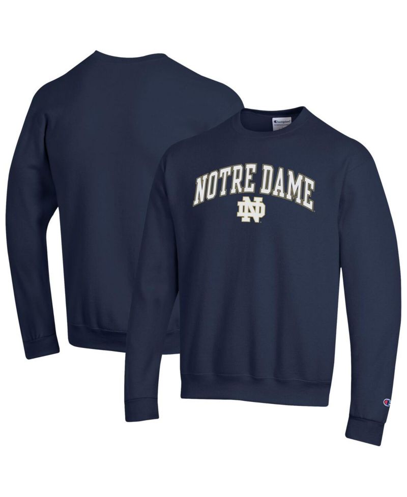 Men's Navy Notre Dame Fighting Irish Arch Over Logo Pullover Sweatshirt