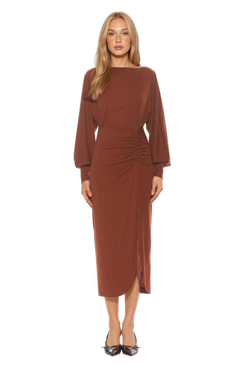 Women's Uri Boatneck Dolman Sleeve Dress with V Back