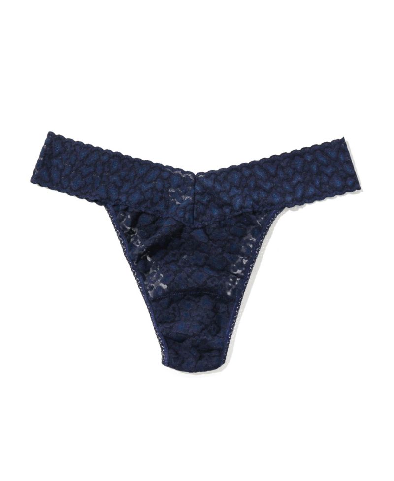 Women's Leopard Lace Original Rise Thong Underwear 7I1101