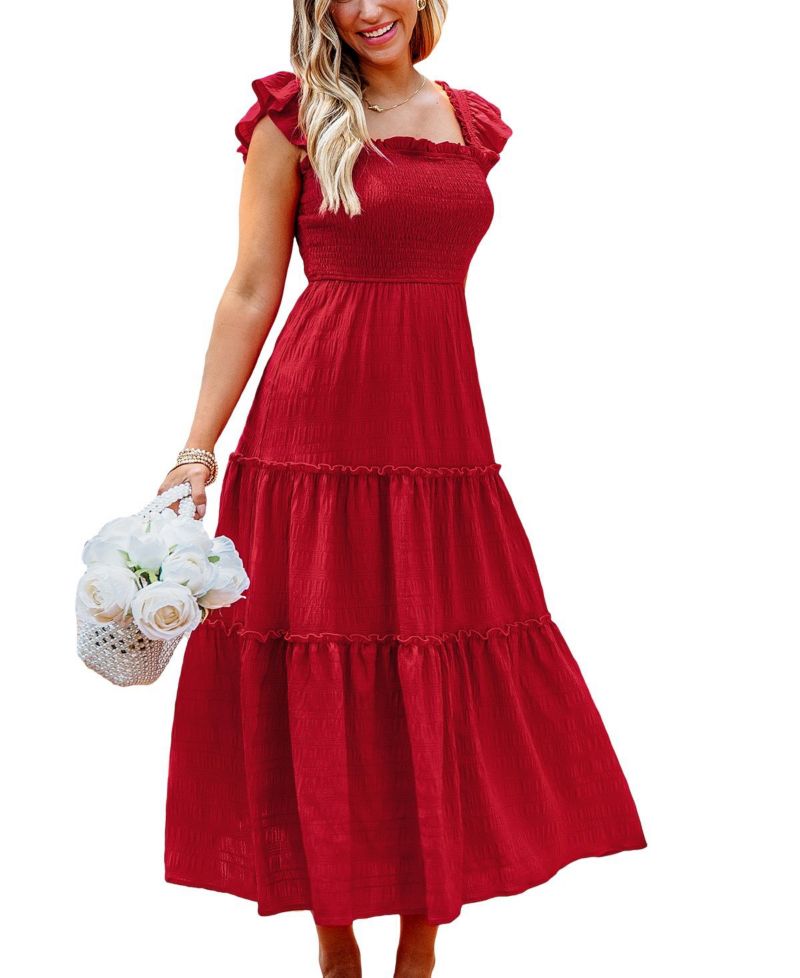 Women's Spiced Cherry Red Midi Beach Dress