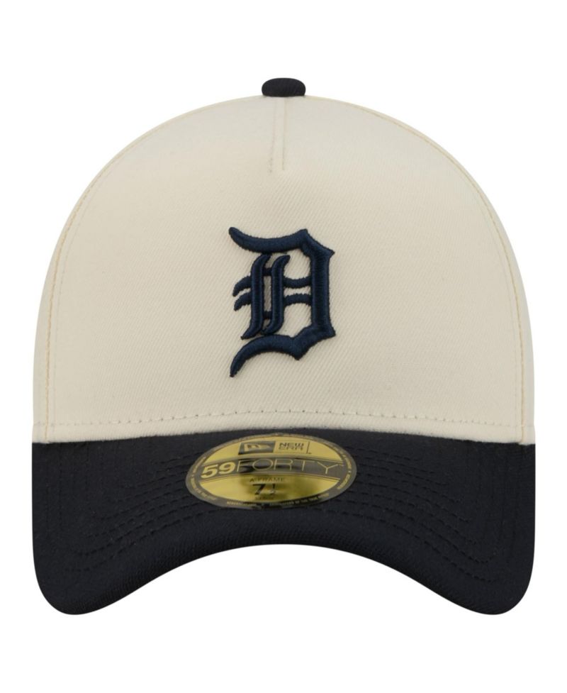 Men's Cream Detroit Tigers Chrome A-Frame 59FORTY Fitted Hat