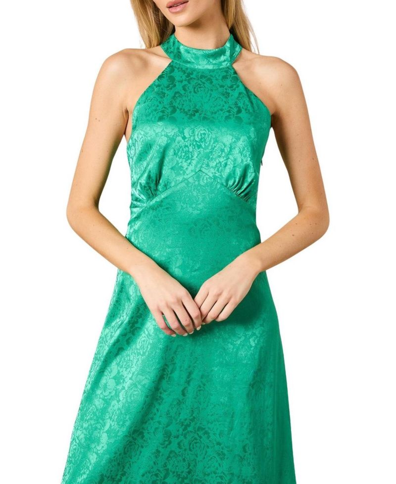 Women's Bias Halterneck Midi Dress