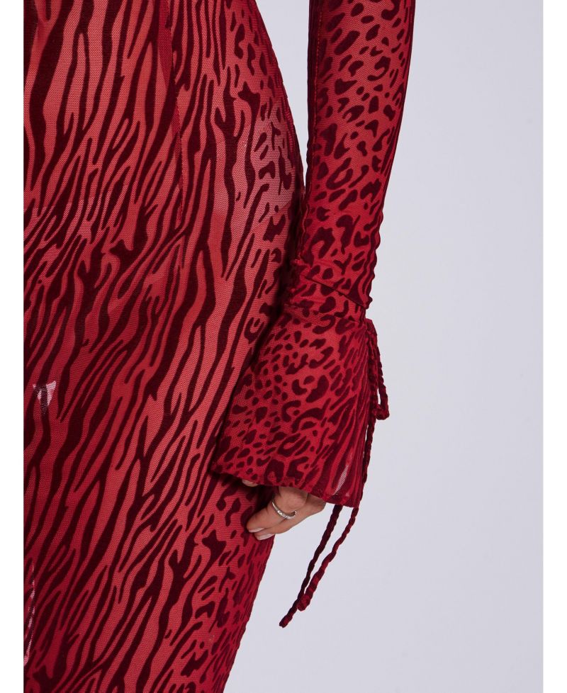 Women Waylynn Burnout Velvet Detail Mesh Backless Maxi Dress