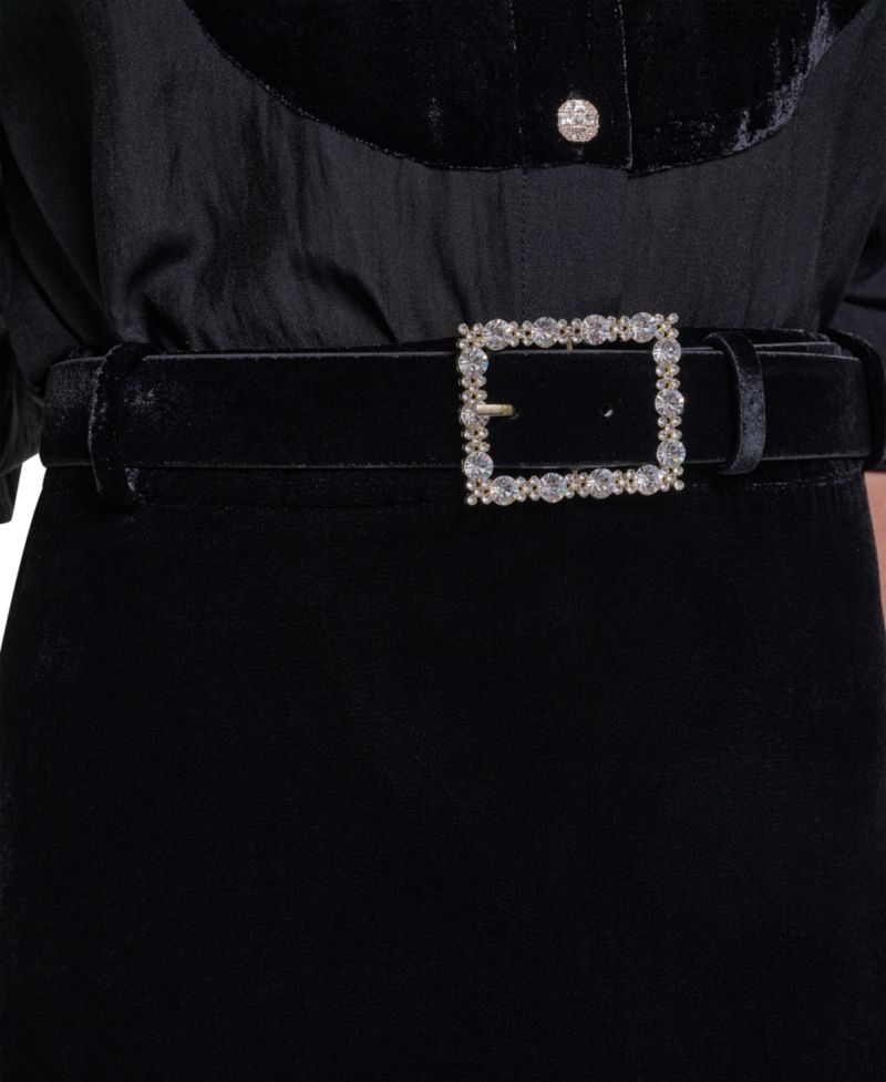 Women's High-Waisted Pencil Velvet Midi Skirt