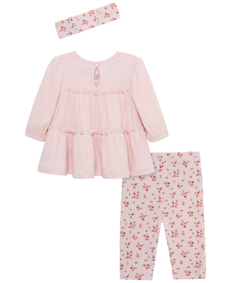 Baby Girls' Ditsy Tunic Long-Sleeve Top, Leggings and Headband, 3-Piece Set