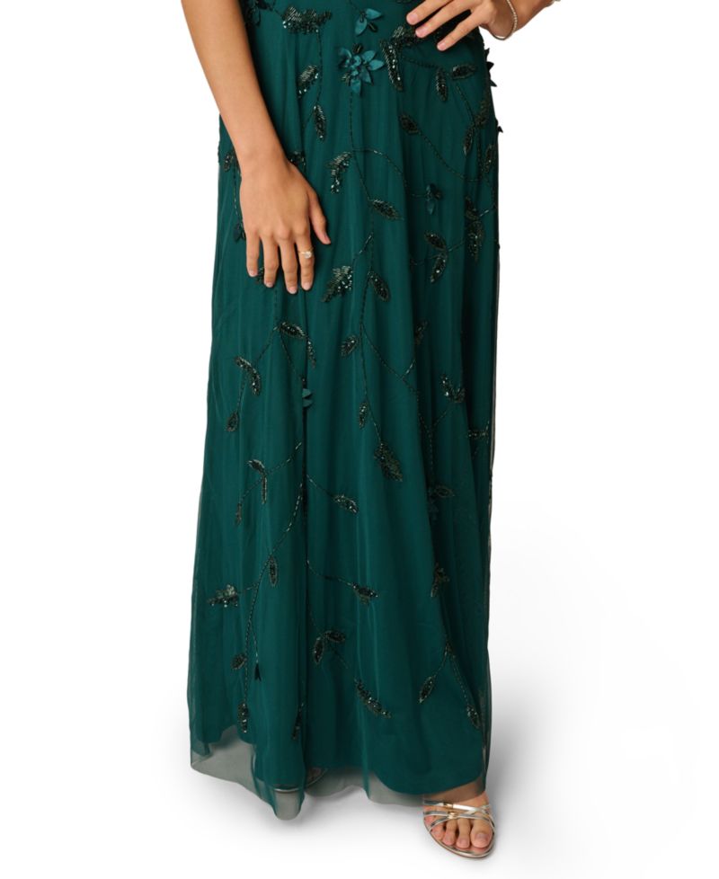 Women's One-Shoulder Beaded Gown