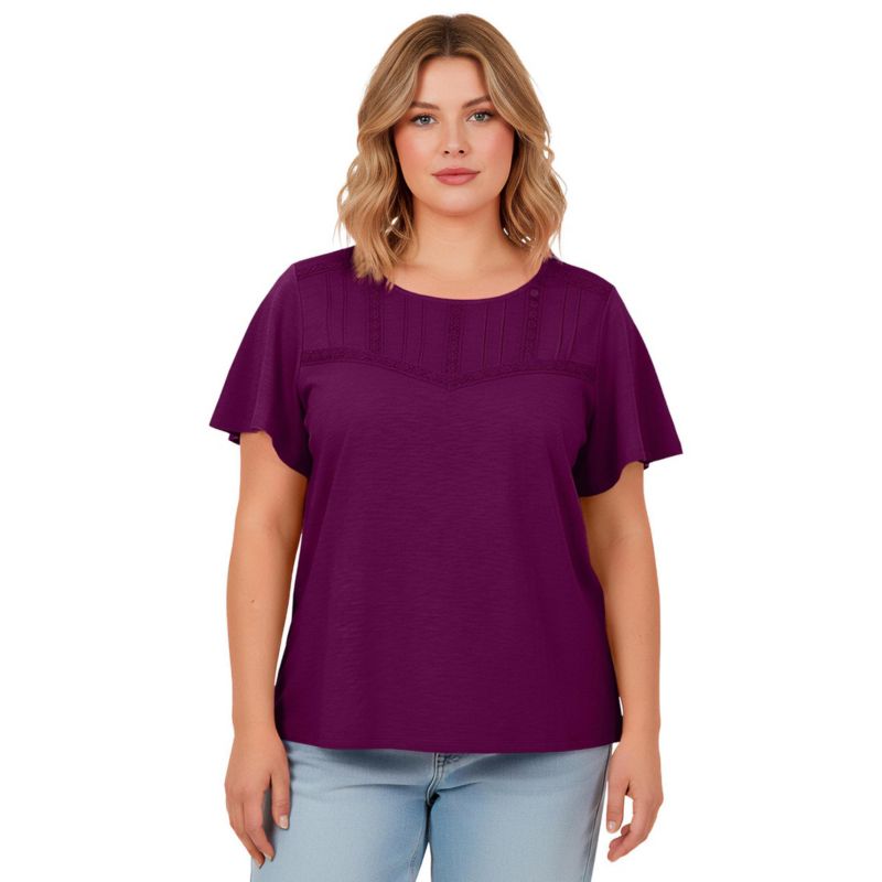 Women's Knit Lace Yoke Tee