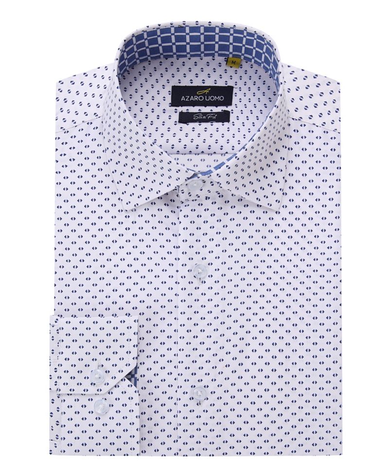 Men's Business Geometric Long Sleeve Button Down Shirt