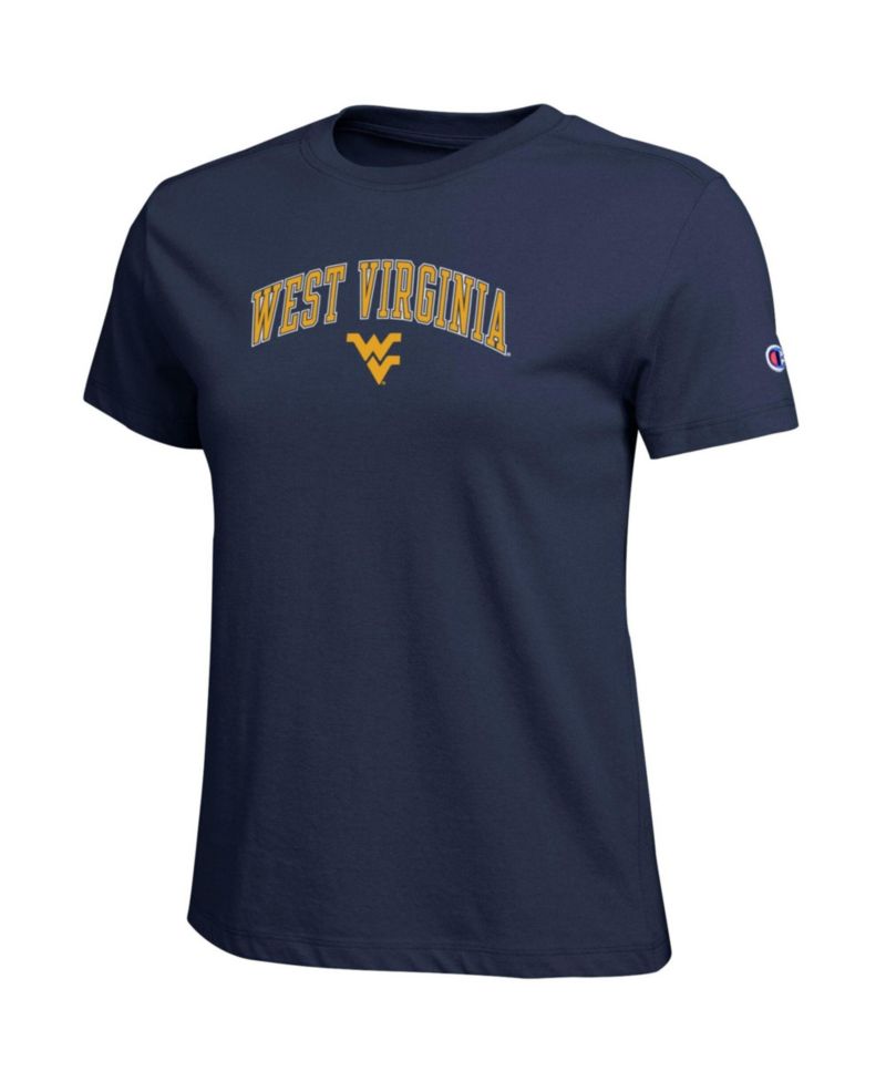 Women's Navy West Virginia Mountaineers Arched Over Logo T-Shirt
