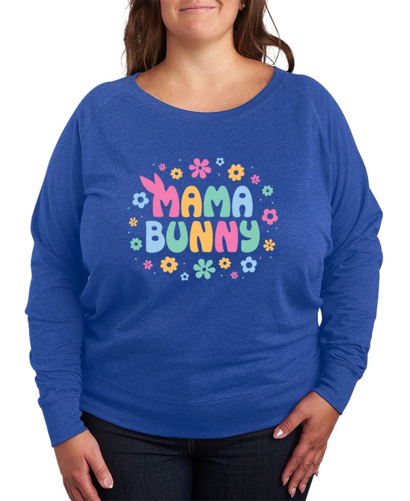 Plus Size Instant Message Bunny Mama French Terry Long-Sleeve T-Shirt